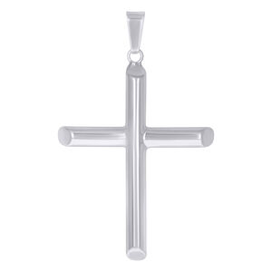 925 Sterling Silver Unisex Hollow Tube Cross Religious Charm Pendant